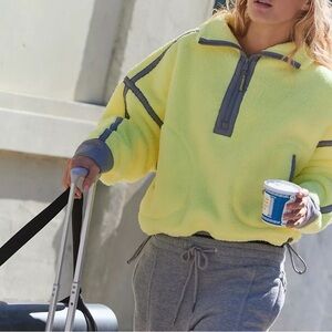 Free people Yellow Sherpa Half-Zip Pullover